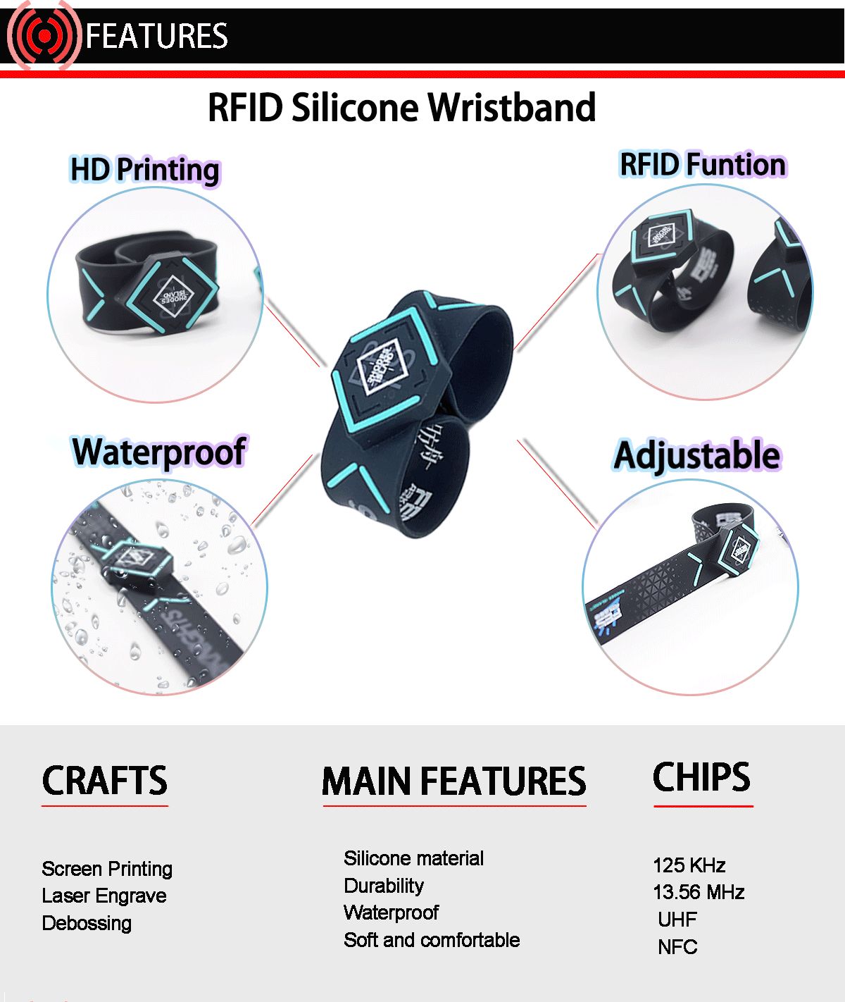 pulsera de silicona rfid