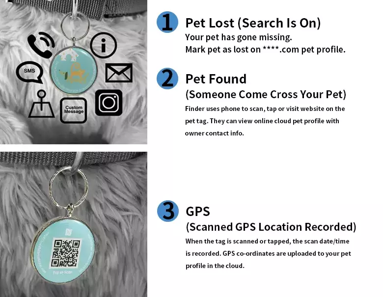 NFC RFID pet tag RFID impermeable NFC pet tag con código QR dog tag